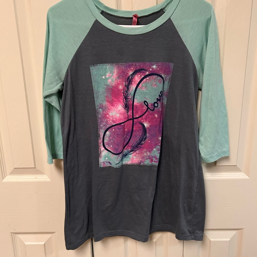 Long Sleeve Tee - Gray and Mint